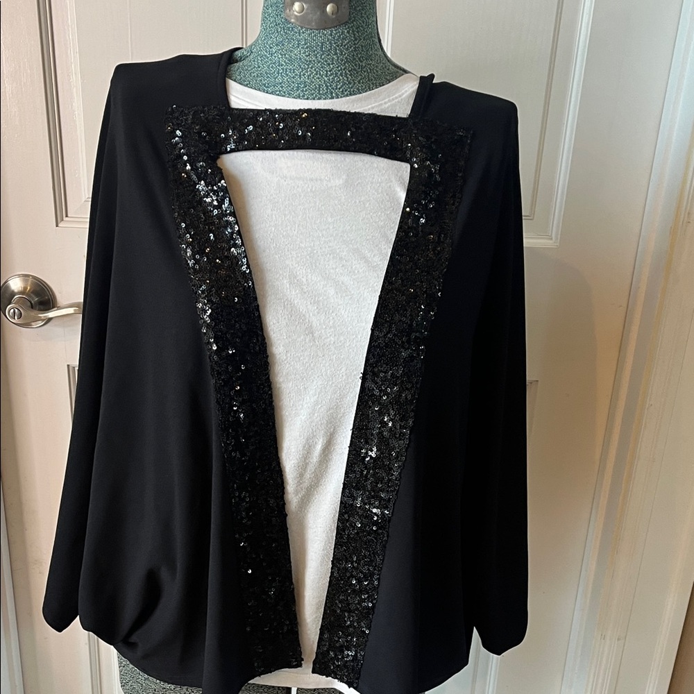 Black Sequin Women's Poncho
